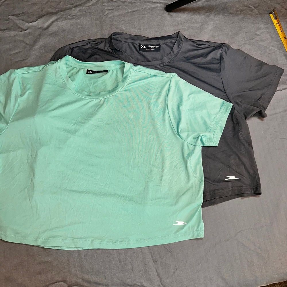 Crane Womens XL Activewear Crop Top 2 Pack Mint Green Charcoal Grey Performance